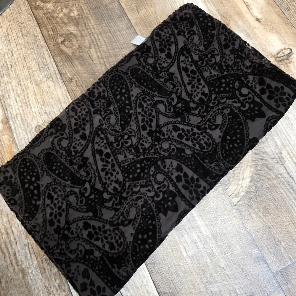 Velvet Burnout Scarf Shawl Goth Paisley Sheer Wrap Whimsigoth Festival Boho Silk